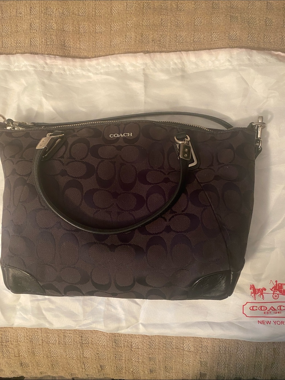 Coach Black Signature Monogram Shoulder Bag